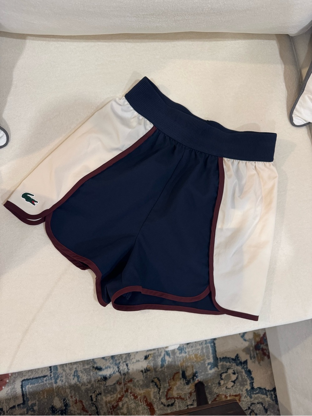 Lacoste 2026 Collection - Stretch Sport Shorts in Navy, Cream and Burgundy - Picture 5 of 7